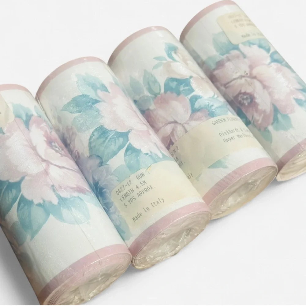 Vintage NOS Pickhardt & Siebert Italian Wallpaper Border in Garden Flowers (4)